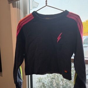 Aviator Nation Black Hoodie with Pink and Neon Accents